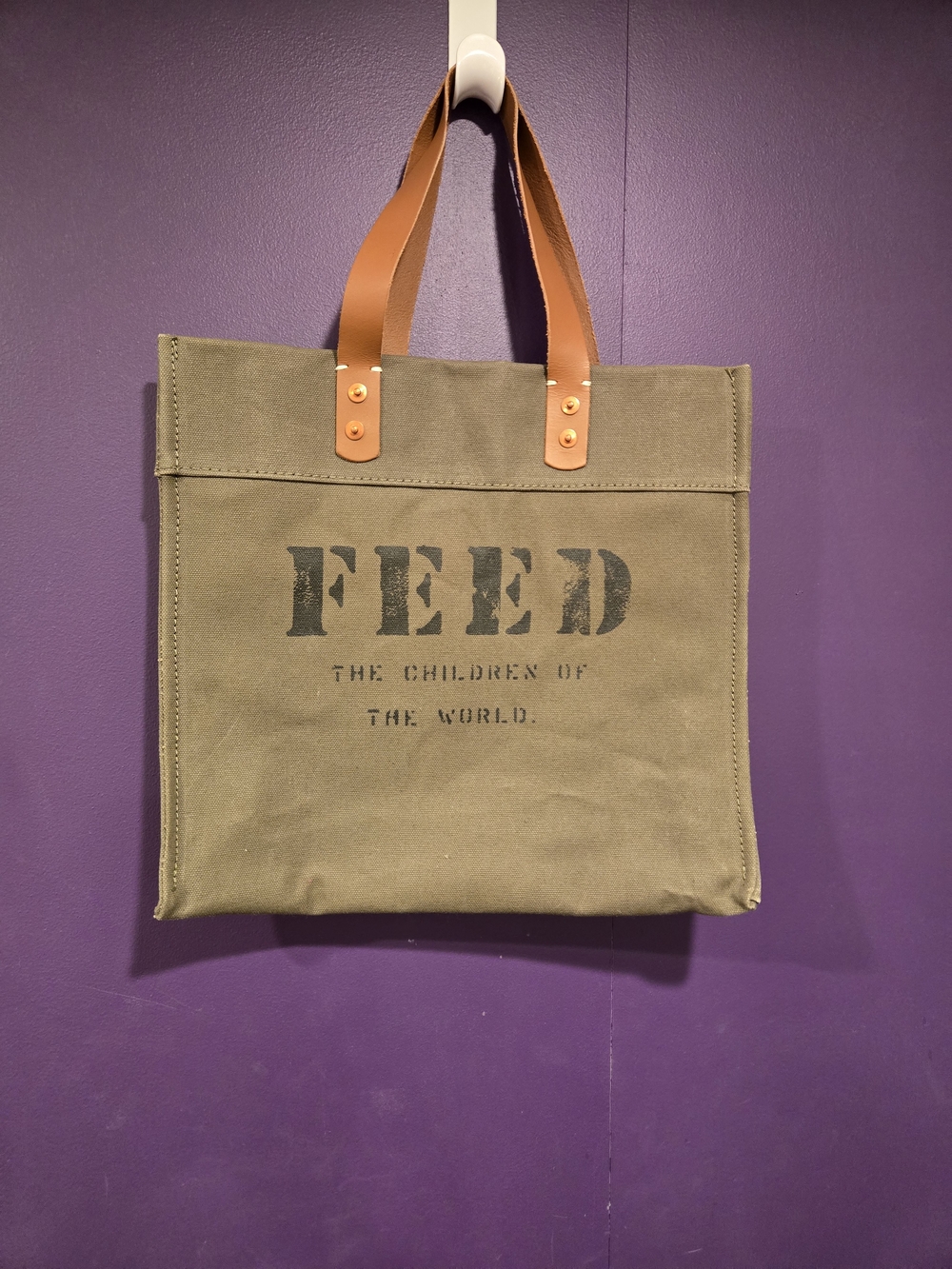 Feed Project Market Tote with Tan Leather Handles